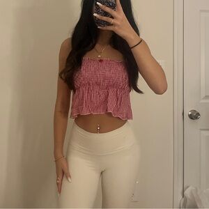 Brand new Edikted red gingham tube top with a lil rose